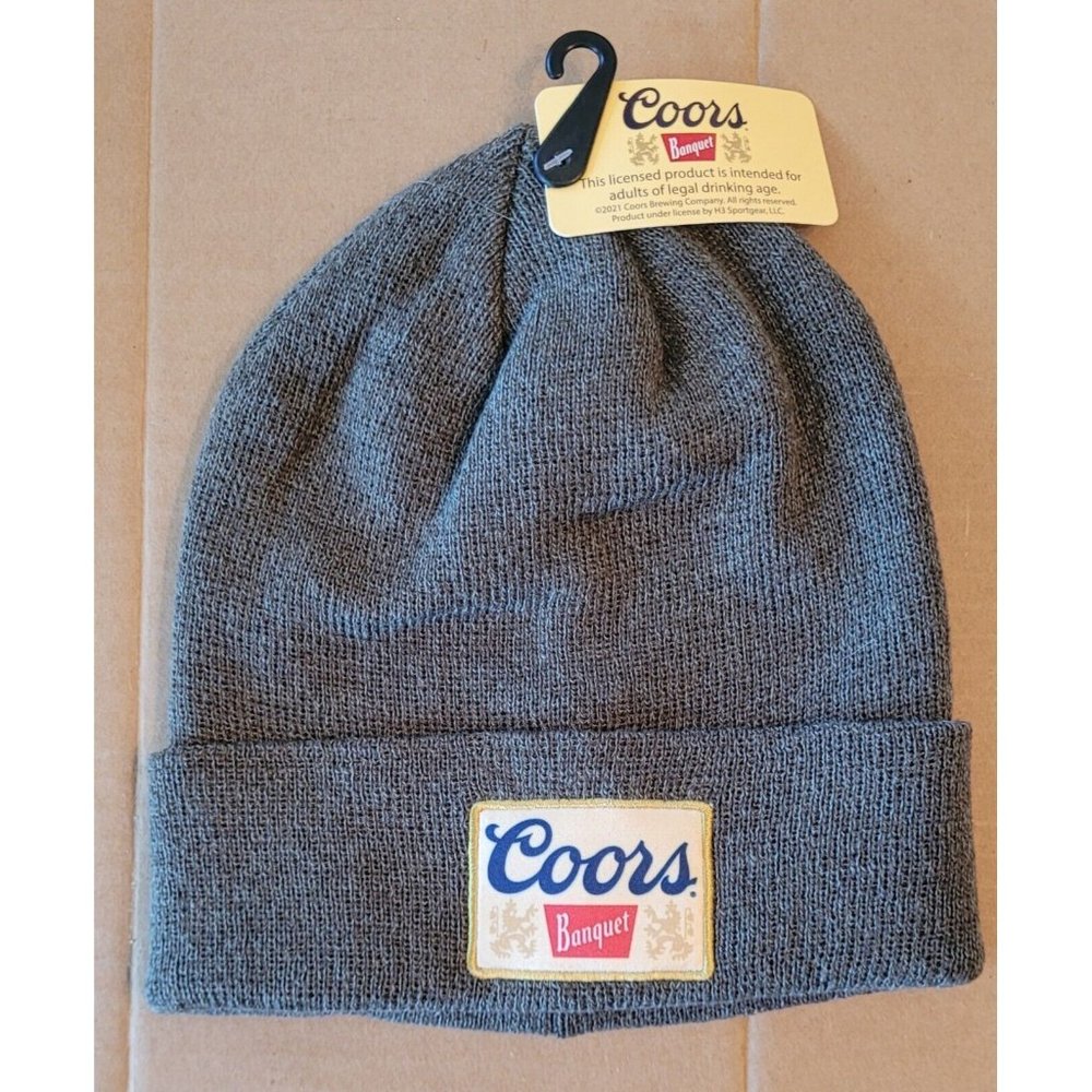 Coors Banquet Beanie Hat Cap Classic Logo Grey Gray Winter Beer NEW